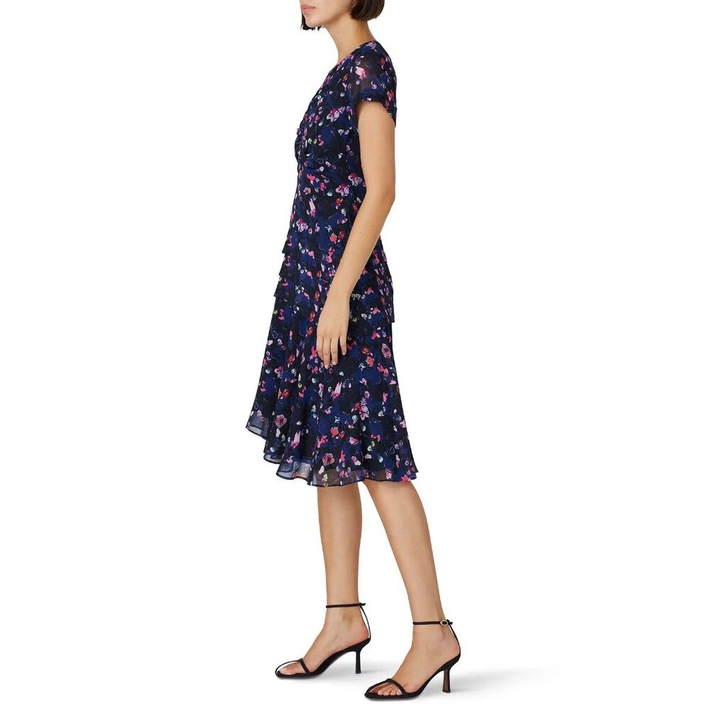 Jason Wu Collective x RTR Pre-Loved Navy Floral Ruched Fit & Flare Dress Pick Sz - Picture 4 of 16